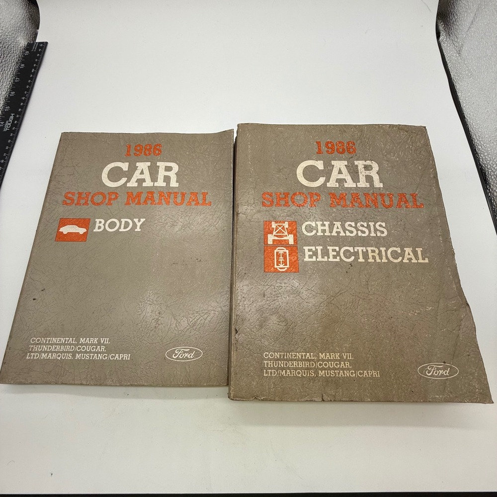 1986 Ford Car Shop Manual Set Body Chassis Electrical Mustang Cougar Mark VII